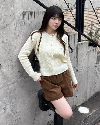 Belted Corduroy Shorts
