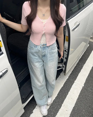 Two-button cropped cardigan