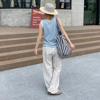 Striped wide-leg pants