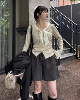 String knit shorts