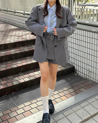 Flap pocket jacket & mini skirt set
