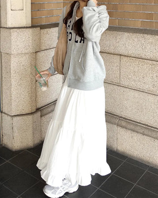 Can-can frill long skirt