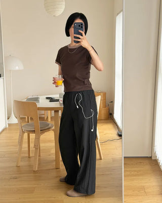 [1st Re-release] (ORIGINAL) Nylon Pintuck Wide Pants (black)