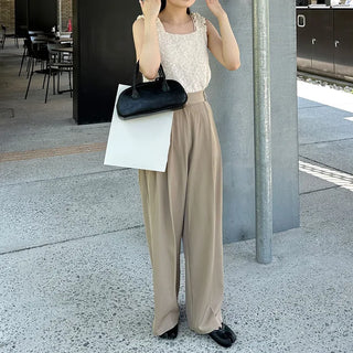 Pintuck wide slacks