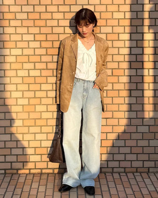Loose-fit suede jacket