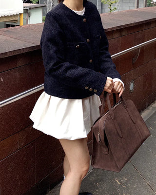Gold button round tweed jacket