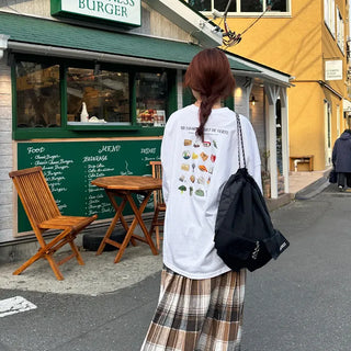 Vegetable print long-sleeved T-shirt