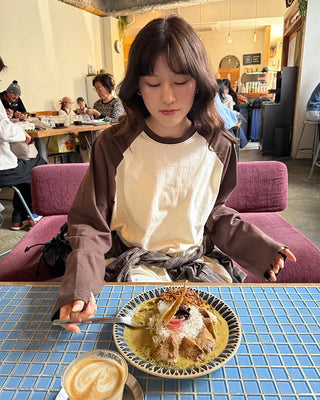 Color Block Raglan Long T-Shirt