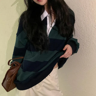Striped border color sweatshirt