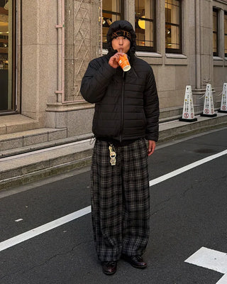Big check wide pants