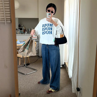 Wide denim pants