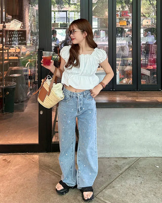 Heart Stud Denim Pants
