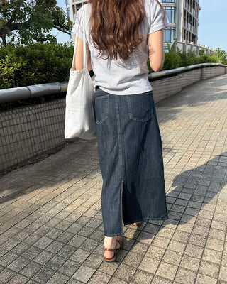 I-line denim skirt