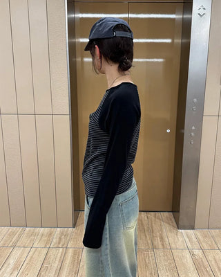 Striped long-sleeved T-shirt