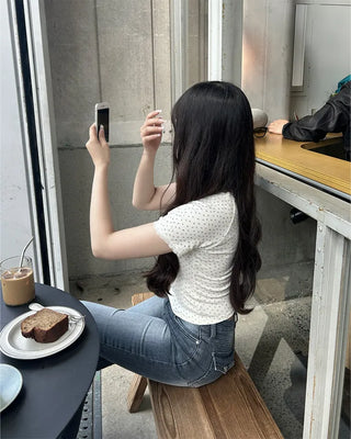 Mini Flower Lace Point Half T-Shirt
