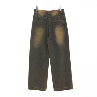 Washed Loose Fit Long Denim Pants