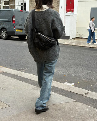V-neck scarf knit
