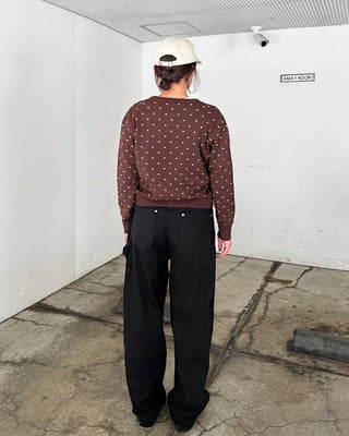 Polka Dot Round Neck Cardigan
