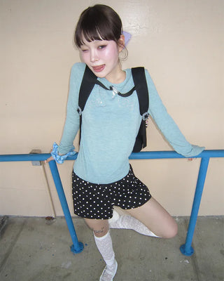 Polka Dot Covered Button Shorts