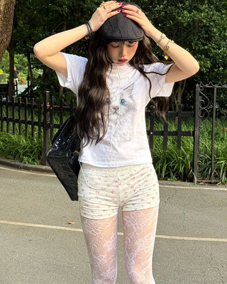Flower lace shorts