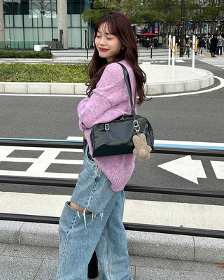 Square buckle belt shoulder bag