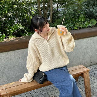 Half-zip knit top