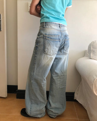 Double pocket wide denim pants