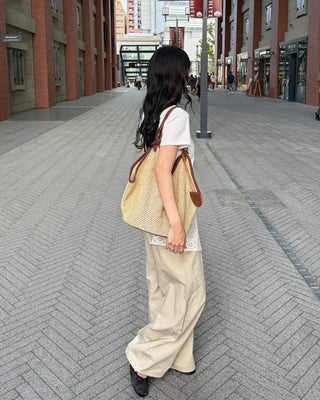 Balloon waist elastic pants