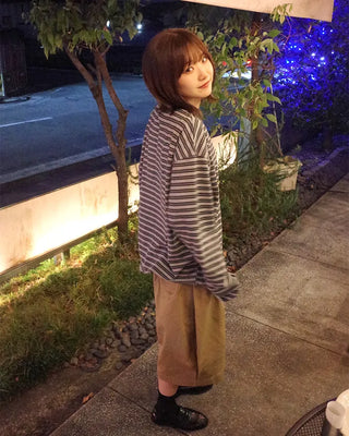 Striped long-sleeved T-shirt