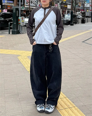 (Unisex) Star Embroidered Balloon Denim Pants