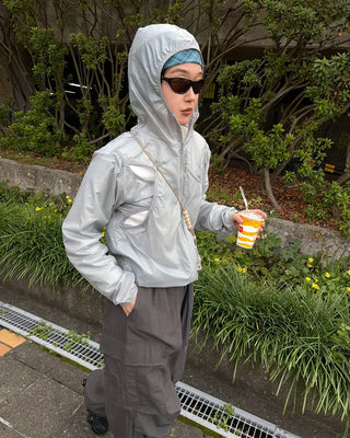 Glossy Windbreaker Jacket