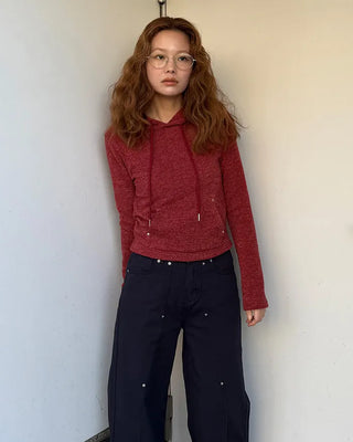 Slim-fit knit hoodie
