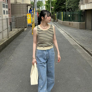 Striped knit sleeveless knit