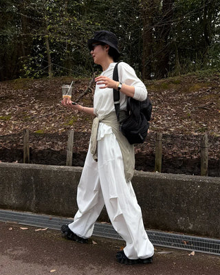 Elastic waist parachute pants