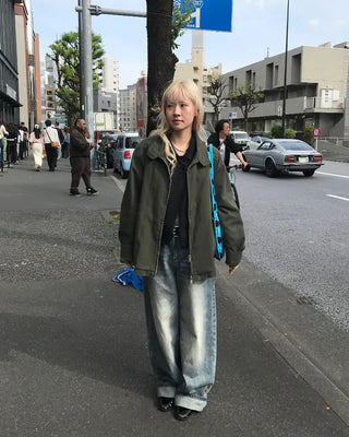 Wide denim pants
