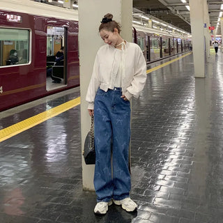 Ribbon Pattern Denim Pants