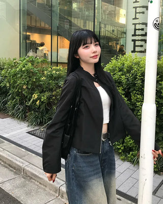 Minimalist stand-collar jacket