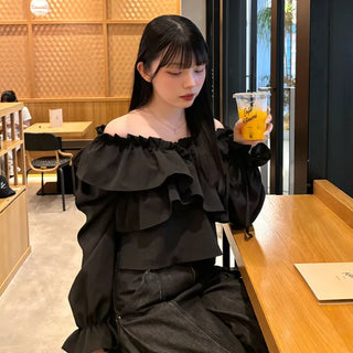 Ruffled Cropped Blouse