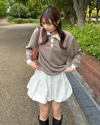 Open-collar double-button knit