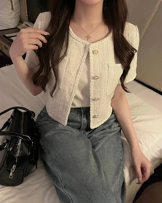 Tweed short-sleeved jacket