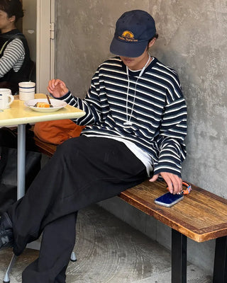 Multi-stripe long-sleeved T-shirt
