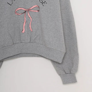 Ribbon lettering cropped sweatshirt