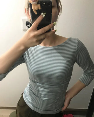 Boat neck striped T-shirt