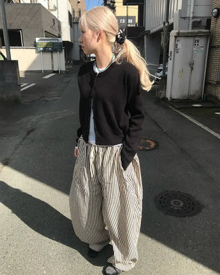 Simple round neck cardigan