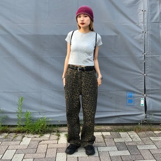 Unique leopard print wide-leg pants