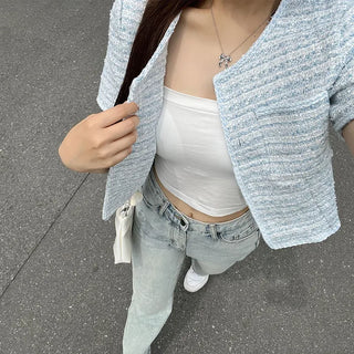 Tweed short-sleeved jacket