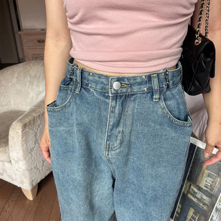 Denim with waist buckle