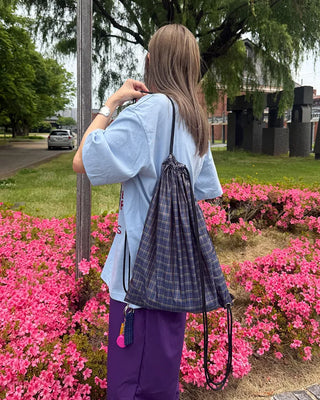 Patterned nylon drawstring bag