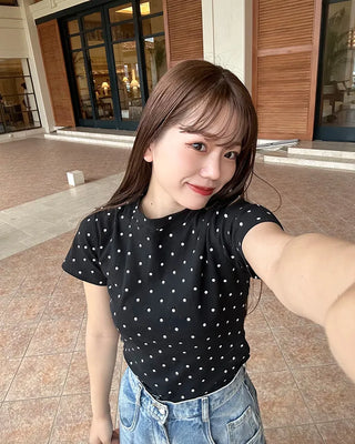 Polka Dot Half-Sleeve T-Shirt