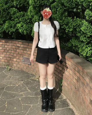 Button cotton shorts